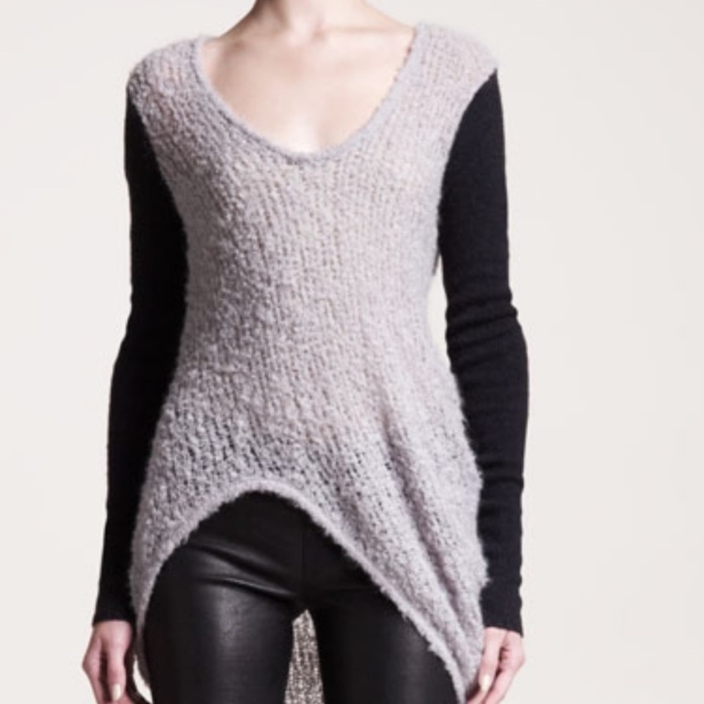 Helmut Lang Asymmetrical plaited cowl sweater